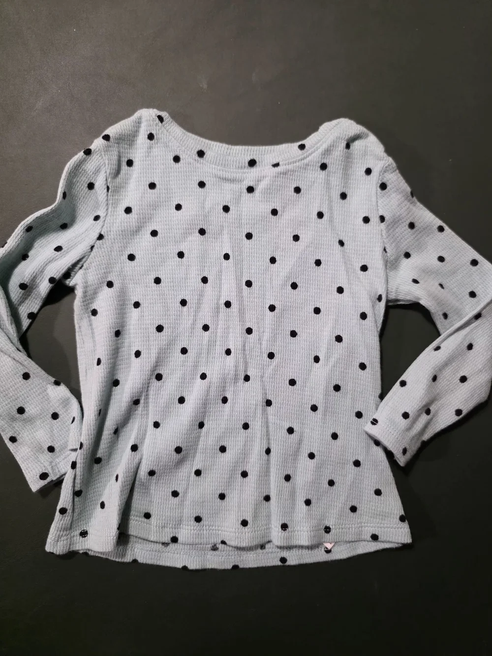 Old Navy Light Blue Long Sleeve Polka Dot Tee